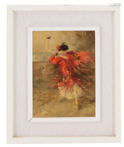 AMBROGIO ANTONIO ALCIATI. Painting "DANCER WITH CASTANE...