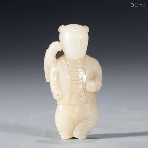 A CHINESE CARVED JADE BOY