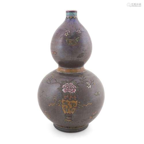 CHINESE PURPLE GLAZED DOUBLE GOURD VASE