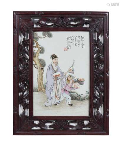 CHINESE FAMILLE ROSE FIGURAL PORCELAIN PLAQUE