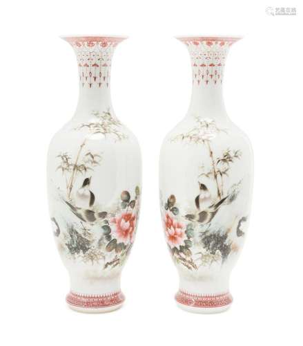 PAIR CHINESE REPUBLIC PERIOD BALUSTER VASES