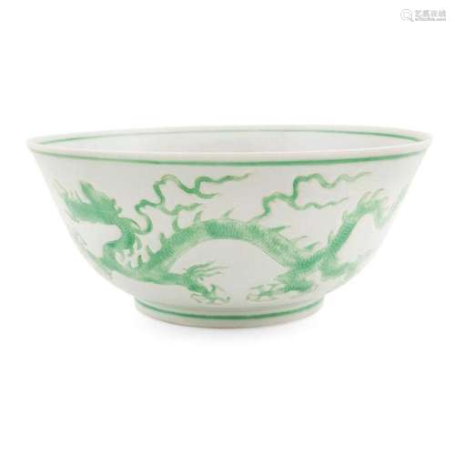 CHINESE FAMILLE VERTE "DRAGON" PORCELAIN BOWL