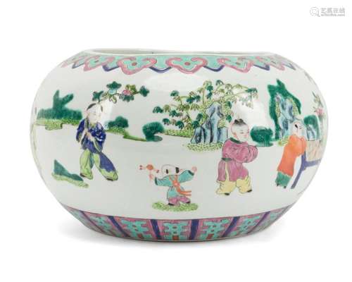 CHINESE FAMILLE ROSE 100 BOYS GLOBULAR VASE