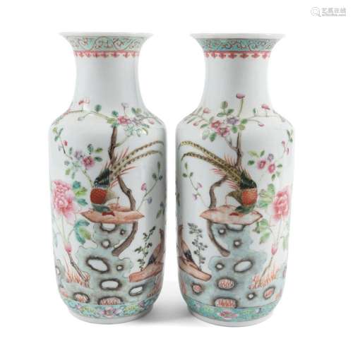 PAIR CHINESE REPUBLIC PERIOD FAMILLE ROSE VASES