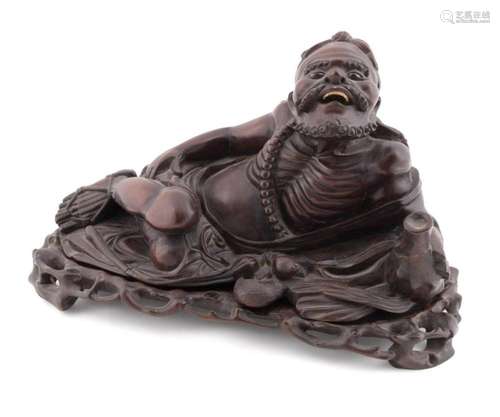 CHINESE CARVED HARDWOOD JI GONG THE MAD MONK