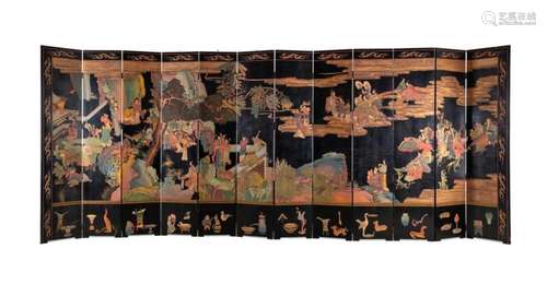 12-PANEL CHINESE LACQUER FLOOR SCREEN