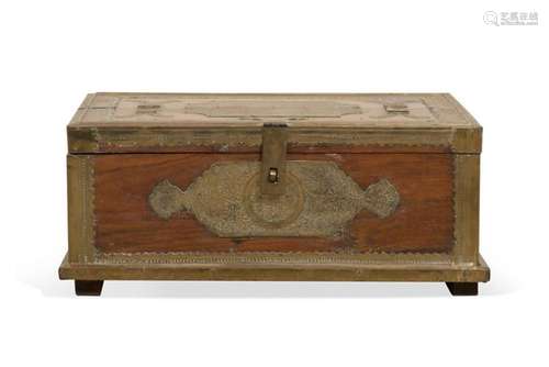 INDIAN BRASS BOUND WOODEN DOCUMENT BOX