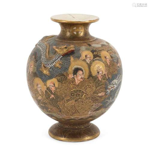 JAPANESE SATSUMA IMMORTAL MOTIF VASE