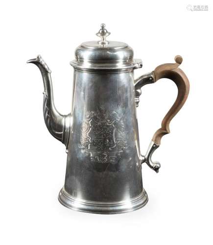 GEORGE III STERLING SILVER & WOOD COFFEE POT