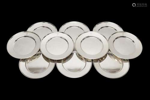 SET OF 10 STERLING SILVER MONOGRAMMED PLATES