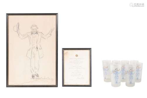 H. C. CHRISTY, ILLUSTRATION, INVITATION & 9 GLASSES