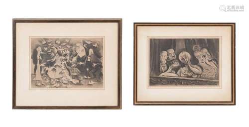 ADOLPH DEHN, TWO SIGNED FIGURAL ETCHINGS