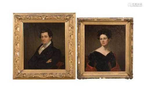 TWO BASS OTIS, OIL PORTRAITS OF A HUSBAND & WIFE