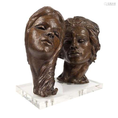 VICTOR SALMONES, BRONZE DOUBLE BUST, UNTITLED