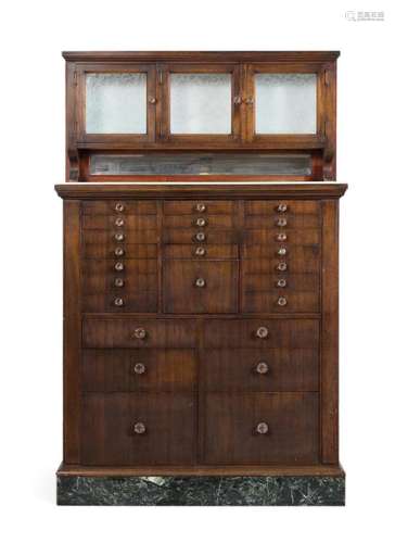 AMERICAN STAINED WOOD & MARBLE DENTAL CABINET