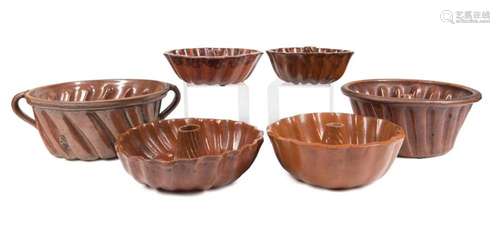 6PCS 19TH C. PENNSYLVANIA REDWARE POTTERY MOLDS