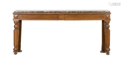 OAK & MARBLE SHALLOW WALL MOUNT CONSOLE TABLE