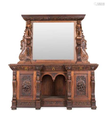 19TH C. RENAISSANCE REVIVAL BUFFET WITH MIRROR