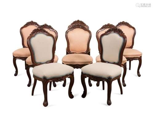 EIGHT ROCOCO REVIVAL VICTORIAN STYLE CHAIRS