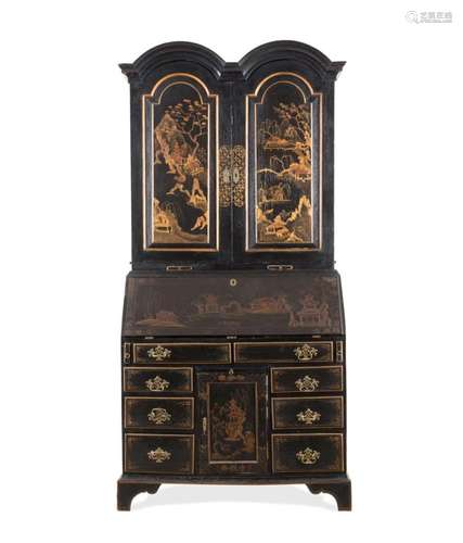 QUEEN ANNE STYLE JAPANNED CHINOISERIE SECRETARY