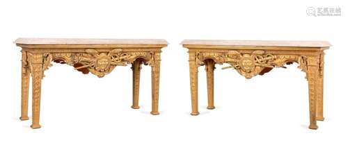 PAIR GEORGE II STYLE GILTWOOD CENTER TABLES