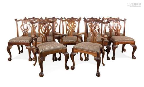 SET OF 12 GEORGE III STYLE MAHOGANY DINING CHAIRS