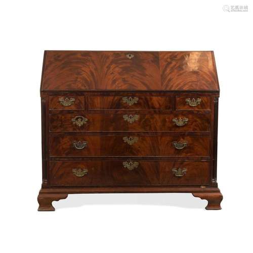 GEORGE III SLANT FRONT MAHOGANY DESK, C. 1810