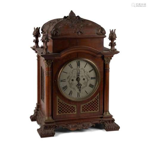 19TH C. GEORGIAN STYLE MAHOGANY MANTEL CLOCK