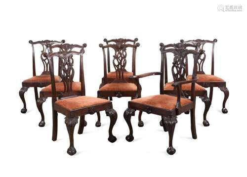 SET OF 8 CHIPPENDALE STYLE MAHOGANY DINING CHAIRS