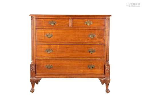 ENGLISH CHIPPENDALE STYLE MAHOGANY 5 DRAWER CHEST