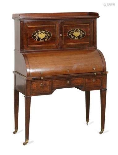 19TH C. REGENCY STYLE MAHOGANY CYLINDER TOP DESK