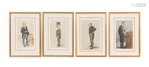 FOUR VANITY FAIR POLITICAL CARICATURES, FRAMED