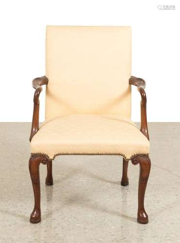 QUEEN ANNE STYLE GAINSBOROUGH MAHOGANY ARMCHAIR