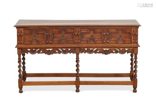 E. 20TH C. ENGLISH CARVED OAK BARLEY TWIST BUFFET