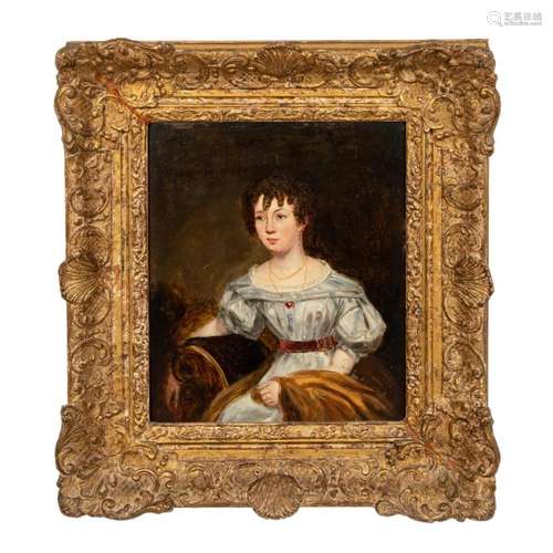 BRITISH SCHOOL OIL PORTRAIT OF MISS CHAPLIN, 1828