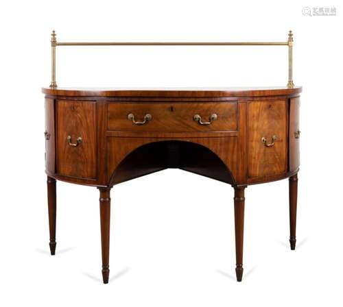 19TH C. SHERATON STYLE MAHOGANY DEMILUNE SIDEBOARD