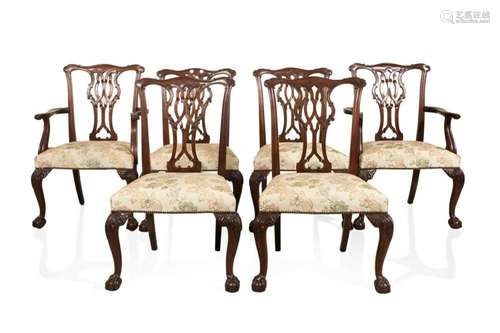 SIX BAKER CHIPPENDALE STYLE MAHOGANY DINING CHAIRS