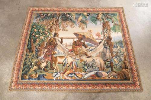 BELGIAN "ISLAND PARADISE" TROPICAL MOTIF TAPESTRY