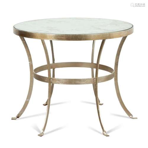 SILVERED GUERIDON TABLE WITH MIRRORED TOP