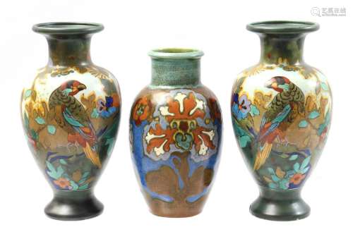 2 Gouda earthenware vases