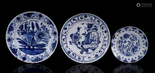 3 Delft blue earthenware dishes