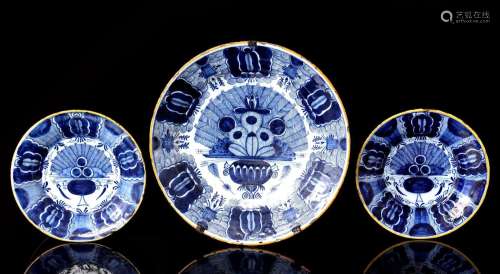 3 Delft blue earthenware dishes