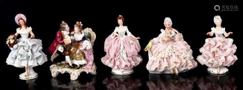 5 Dresden porcelain statues