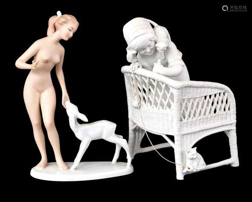 Biscuit porcelain figurines