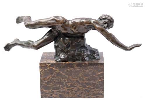 Bronze sculpture of a naked man