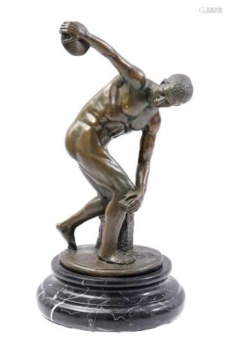 Bronze sculpture of a discus thrower