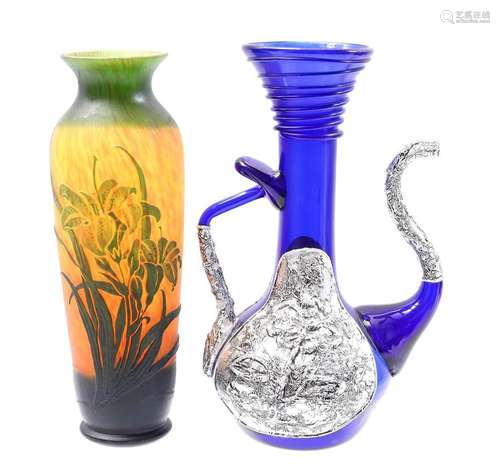 Blue glass jug and vase