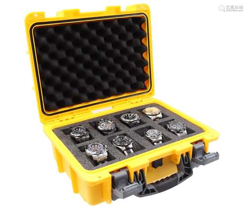 Invicta plastic case with 8 watches