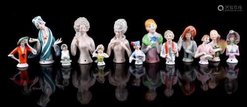 13 porcelain half dolls