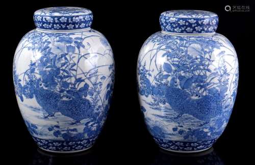 2 Japanese porcelain lidded pots